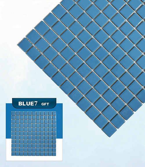 کاشی استخری پشت توری گهرفام BLUE7، در مرکز فروش انواع کاشی استخری در اصفهان با قیمت مناسب عرضه می گردد. این کاشی استخری در ابعاد مربعی 2.5×2.5 سانت در رنگهای سفید و ترکیب آبی با لعاب شفاف و جنس پرسلان می باشد. جهت خرید این محصول با شماره 09138822264 تماس حاصل نمایید.