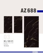 سرامیک AZ 688 کاشی ایفاسرام تولید شده در سایز 120×60 با لعاب نانوپولیش و ضخامت 10-12 میلیمتر یکی از طرح های زیبای کاشی های تولیدی شرکت کاشی ایفاسرام اردکان می باشد.این سرامیک از جنس خاک سفید با دوام بوده و لعاب آن از جنس لعاب های نانوپولیش با شفافیت بالا می باشد.