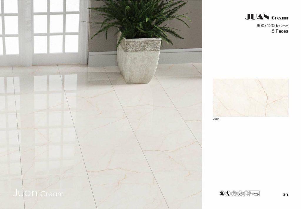 سرامیک پرسلان ژوان کرم کاشی پرسپولیس تولید شده در سایز 120×60 با لعاب نانوپولیش و ضخامت 12 میلیمتر یکی از طرح های بی نظیر و چشم نواز تولیدی شرکت کاشی پرسپولیس می باشد. از ویژگی های بارز این محصول میتوان به جنس پرسلان با استحکام بالا، جذب آب فوق العاده پایین(نزدیک به صفر)، مقاومت در برابر لکه ها و ... اشاره کرد، که این محصول رو تبدیل به یک انتخاب منحصر به فرد برای تمامی سلایق تبدیل میکند.