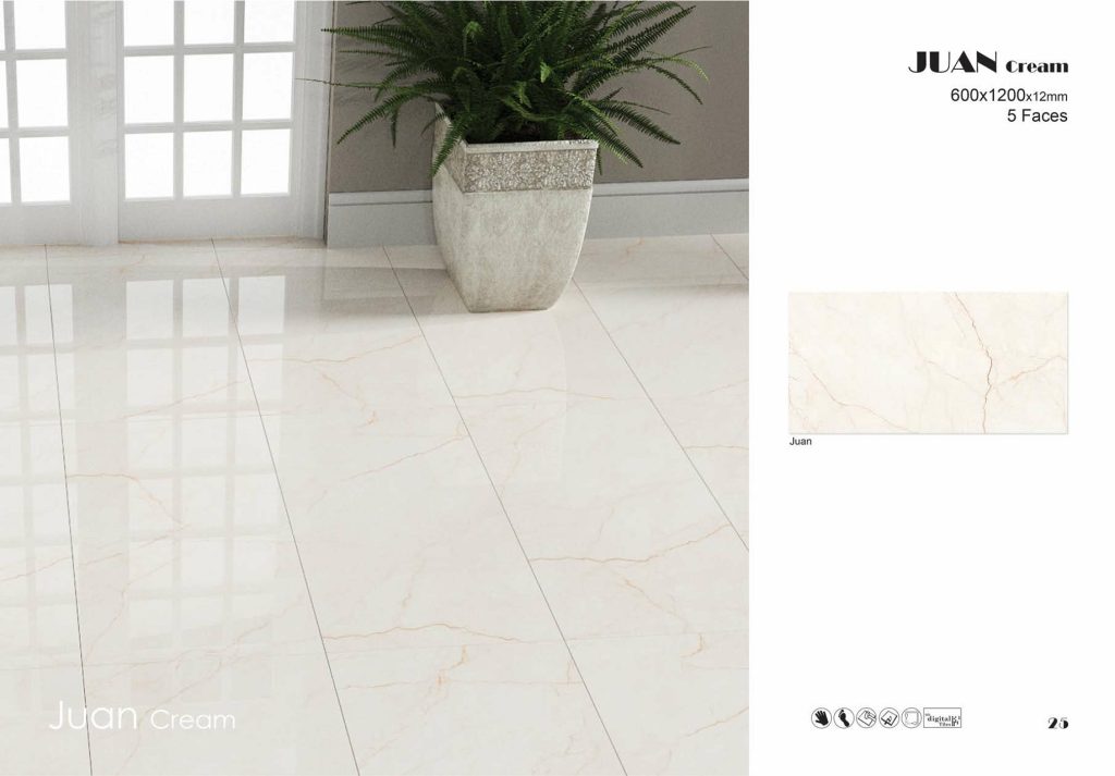 سرامیک پرسلان ژوان کرم کاشی پرسپولیس تولید شده در سایز 120×60 با لعاب نانوپولیش و ضخامت 12 میلیمتر یکی از طرح های بی نظیر و چشم نواز تولیدی شرکت کاشی پرسپولیس می باشد. از ویژگی های بارز این محصول میتوان به جنس پرسلان با استحکام بالا، جذب آب فوق العاده پایین(نزدیک به صفر)، مقاومت در برابر لکه ها و ... اشاره کرد، که این محصول رو تبدیل به یک انتخاب منحصر به فرد برای تمامی سلایق تبدیل میکند.