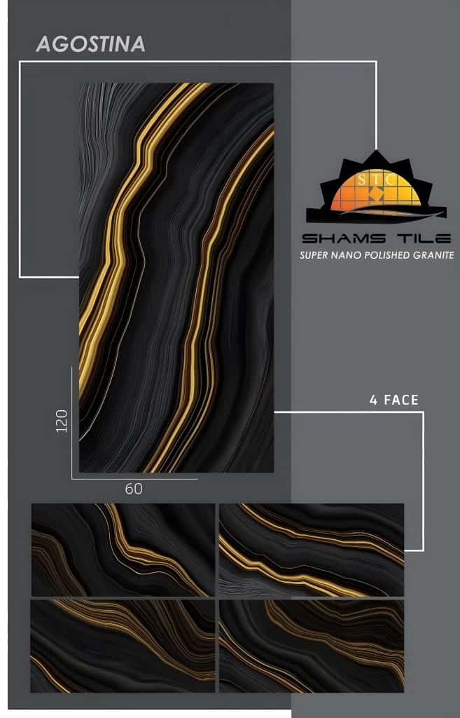 سرامیک پرسلان آگوستینا کاشی شمس تولید شده در سایز 120×60 با لعاب سوپرنانوپولیش و ضخامت 12 میلیمتر یکی از طرح های محبوب در بین انواع سرامیک کف این کارخانه پیشرو و مدرن می باشد. از ویژگی های بارز این محصول میتوان به جنس پرسلان با استحکام بالا، جذب آب فوق العاده پایین(نزدیک به صفر)، مقاومت در برابر لکه ها و ... اشاره کرد، که این محصول رو تبدیل به یک انتخاب منحصر به فرد برای تمامی سلایق تبدیل میکند.