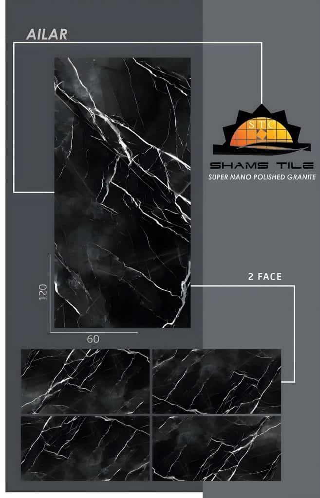 سرامیک پرسلان آیلار کاشی شمس تولید شده در سایز 120×60 با لعاب سوپرنانوپولیش و ضخامت 12 میلیمتر یکی از طرح های محبوب در بین انواع سرامیک کف این کارخانه پیشرو و مدرن می باشد. از ویژگی های بارز این محصول میتوان به جنس پرسلان با استحکام بالا، جذب آب فوق العاده پایین(نزدیک به صفر)، مقاومت در برابر لکه ها و ... اشاره کرد، که این محصول رو تبدیل به یک انتخاب منحصر به فرد برای تمامی سلایق تبدیل میکند.