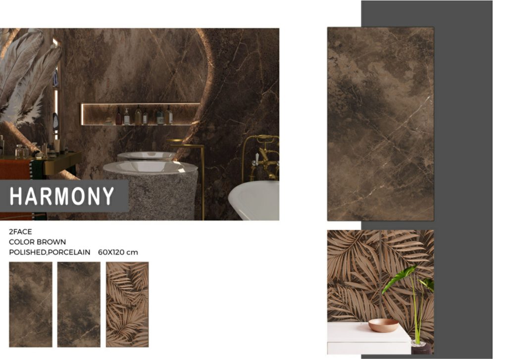 سرامیک پرسلان هارمونی قهوه ای کاشی نایین در سایز 60x120 با لعاب نانوپولیش و در دو طرح ساده ودکور تولید شده است. جنس بدنه این محصول پرسلان با جذب آب زیر 0.5 درصد و ضخامت 12 میلی متر می باشد. به منظور خرید این محصول از نمایندگی کاشی نایین در اصفهان و تهران با شماره 09138822264 تماس حاصل نمایید.